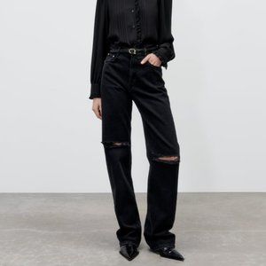 Zara Full Length Ripped Jeans Black size 2